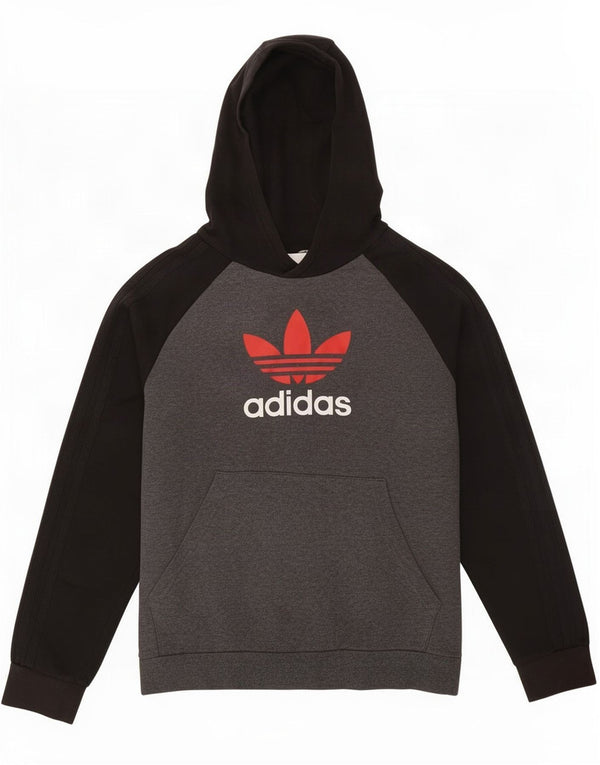 Adidas pentru băieți Pulover cu glugă cu grafică 13-14 ani, gri, bumbac color-bloc