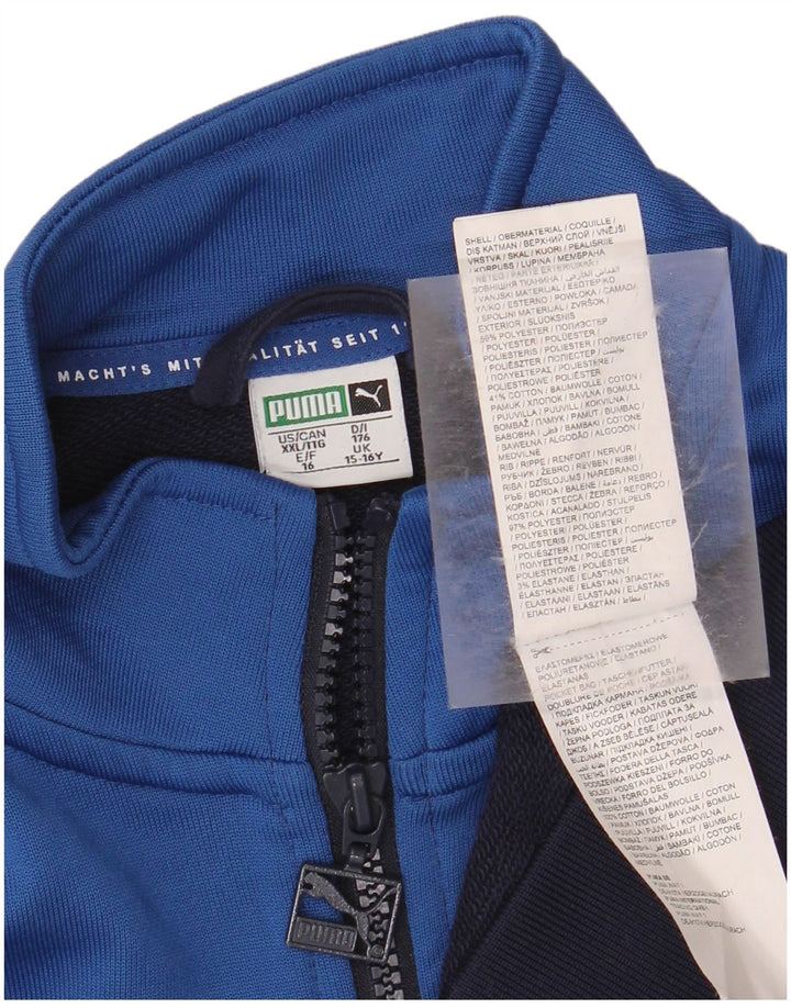 Jachetă de trening PUMA pentru băieți 15-16 ani, albastru bleumarin, poliester color bloc