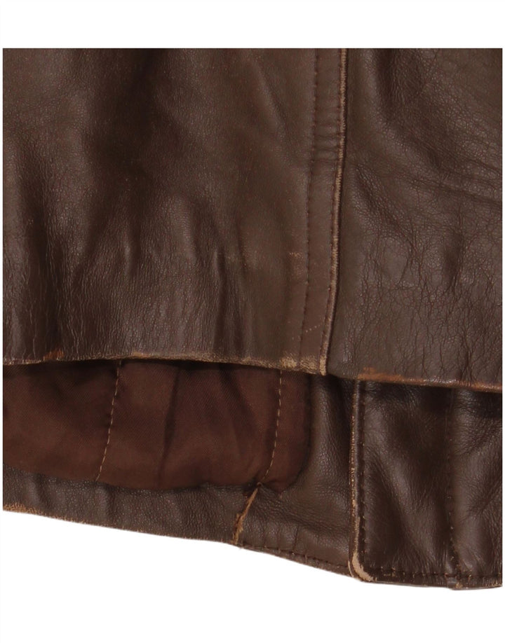 Geacă de piele vintage pentru bărbați IT 52 XL din piele maro