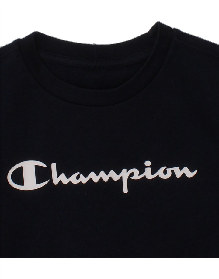 CHAMPION Boys Graphic Sweatshirt Jumper 9-10 Years Navy Blue Vintage Champion and Second-Hand Champion from Messina Hembry 