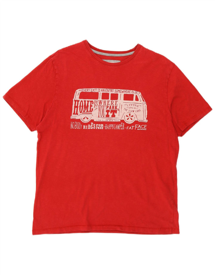 FAT FACE Mens Graphic T-Shirt Top Large Red Cotton