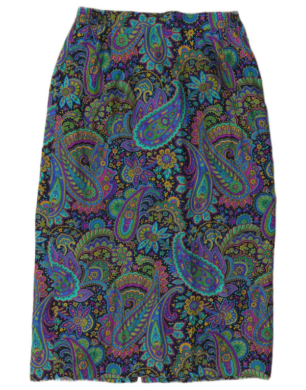 Fusta Midi Vintage pentru Femei cu talie înaltă W28 Medium Multicolor Paisley Silk