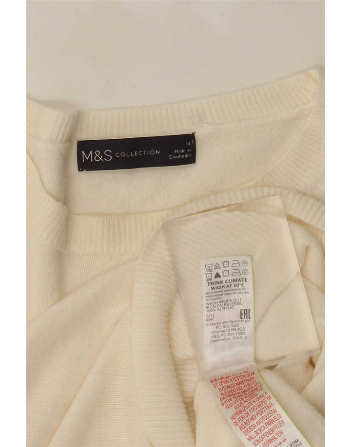 Pulover pentru femei Marks & Spencer cu decolteu triplu UK 14 Medium Off White