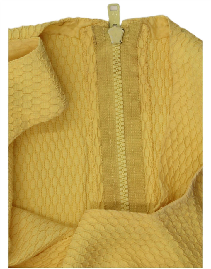 VINTAGE Crop Top fără mâneci pentru femei UK 10 Small Yellow