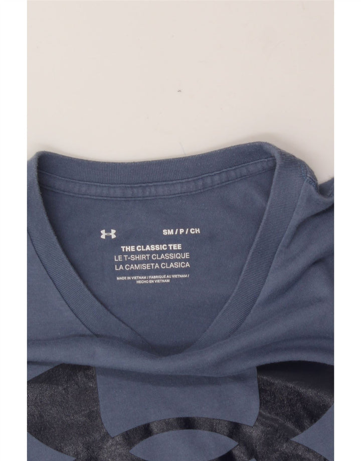 UNDER ARMOUR Mens Graphic T-Shirt Top Small Blue Vintage Under Armour and Second-Hand Under Armour from Messina Hembry 