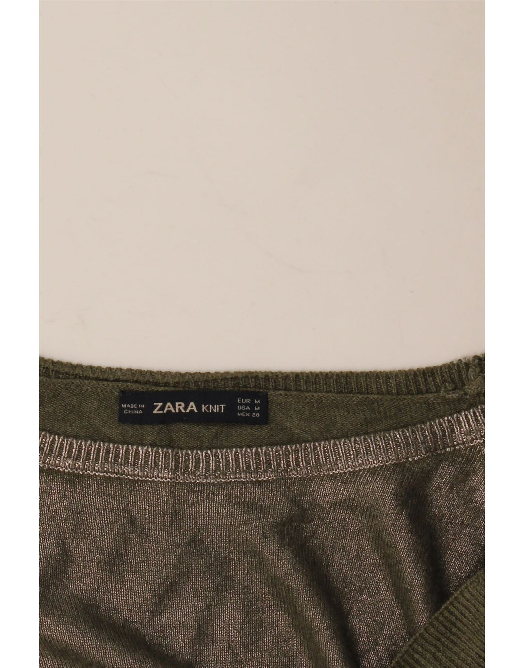 Pulover pentru femei Zara cu gât de barcă UK 14 Medium Khaki