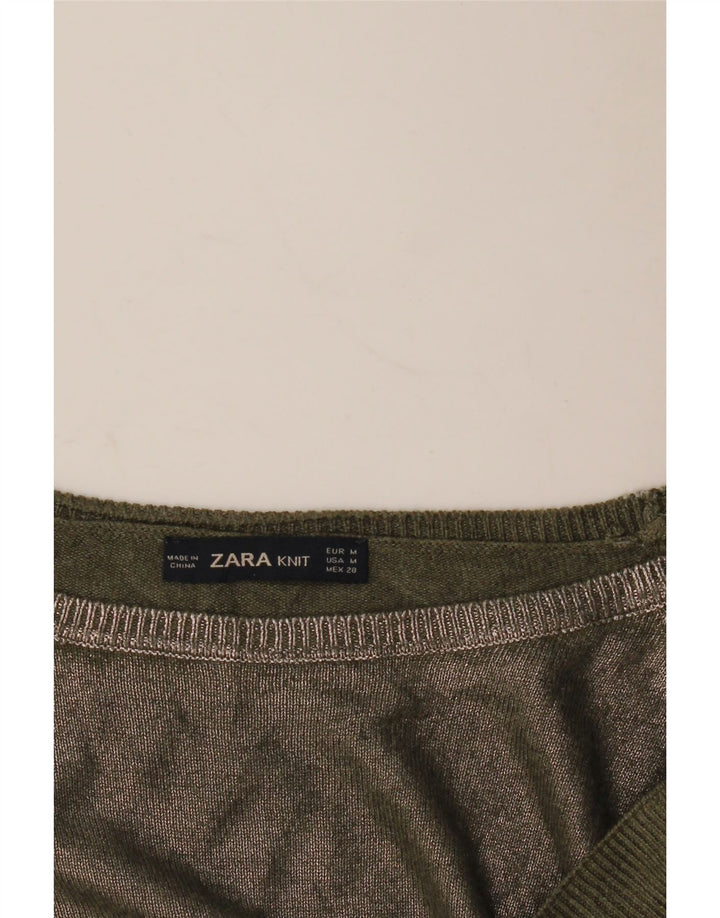 Pulover pentru femei Zara cu gât de barcă UK 14 Medium Khaki