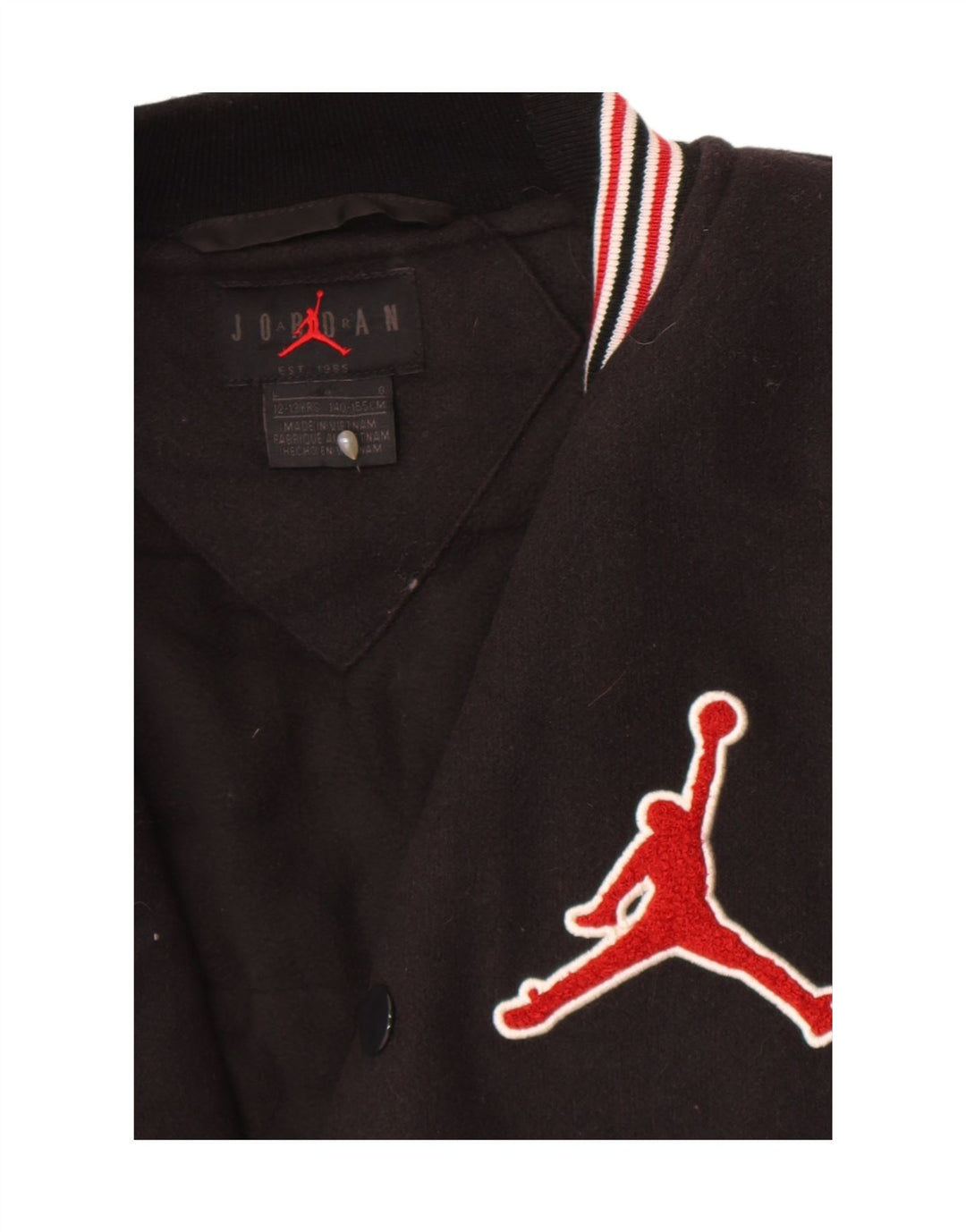 Jachetă Varsity cu grafică pentru băieți Jordan 12-13 ani, mare, negru, colorblock