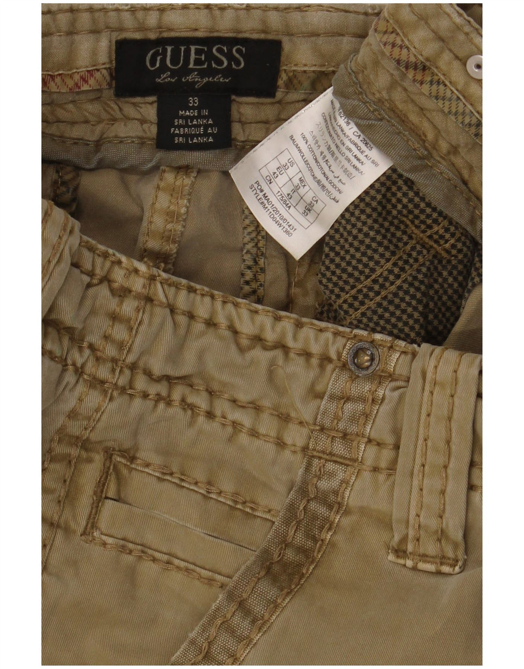 Pantaloni scurți cargo Guess pentru bărbați W33, bumbac mediu bej