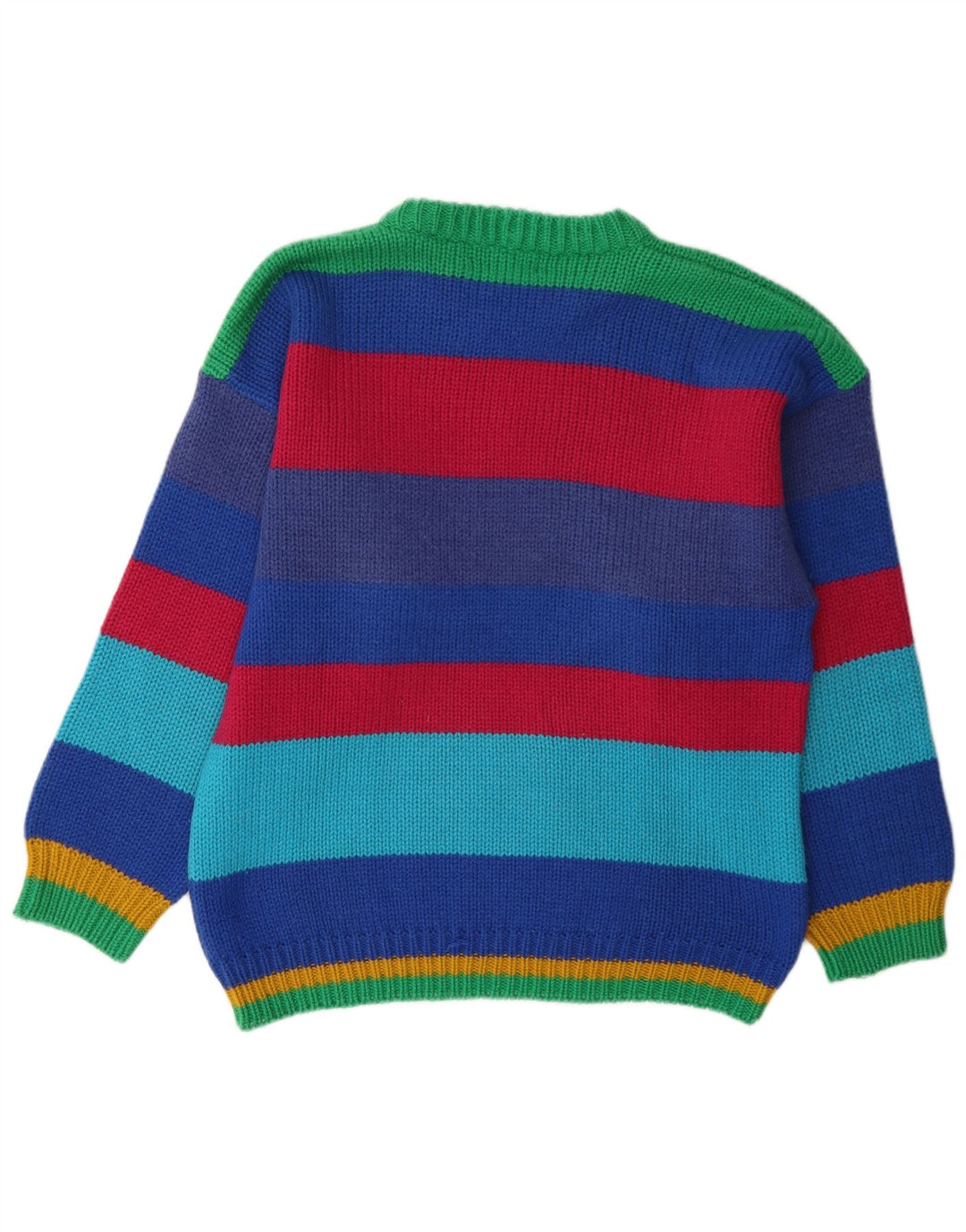 Pulover vintage pentru bărbați, cu grafică, cu decolteu, în dungi mari, multicolore