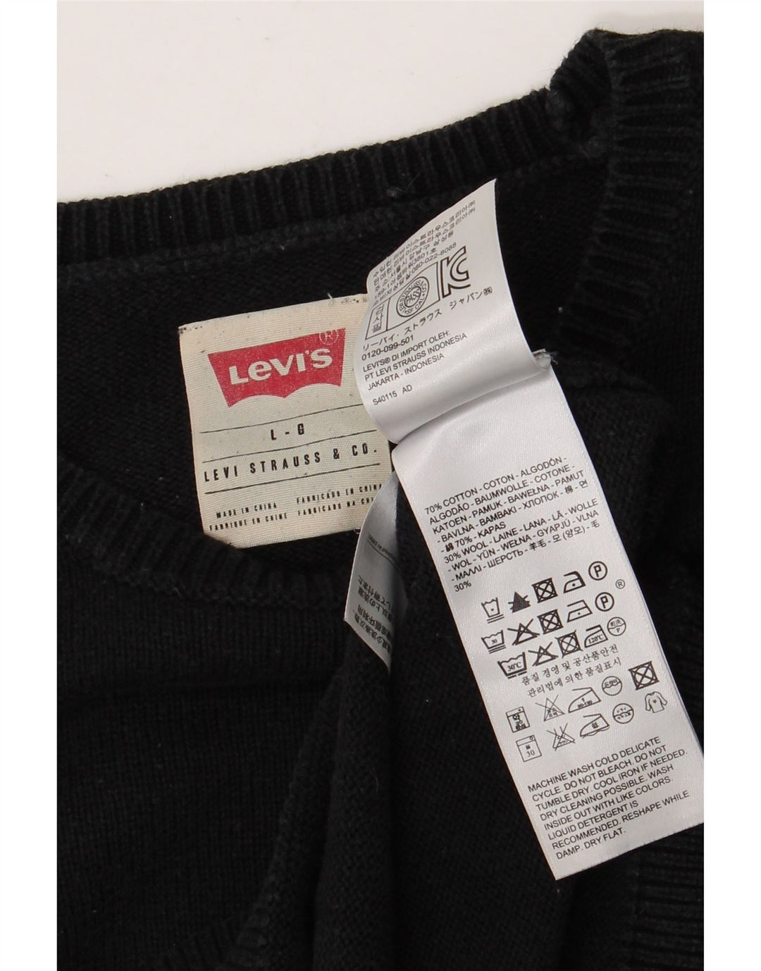 Pulover Levi's Crew Neck Jumper pentru bărbați din bumbac negru mare