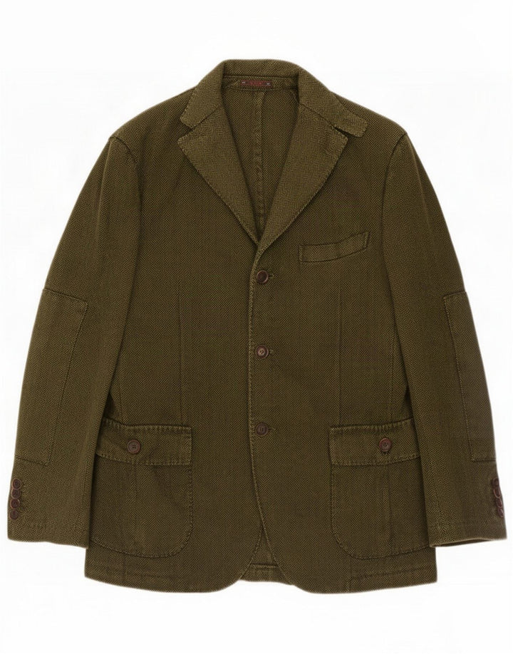 Jachetă Etro pentru bărbați cu 3 nasturi IT 48 Medium Green Herringbone