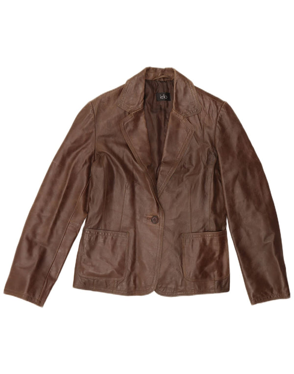 Blazer din piele cu 1 nasture Kello pentru femei UK 14 maro mediu