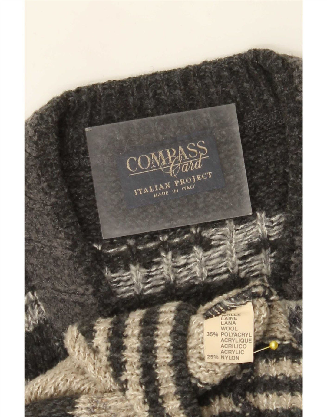 COMPASS CARD Pulover cu decolteu în V pentru bărbați IT 52 Mare Gri Geometric