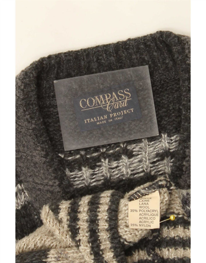 COMPASS CARD Pulover cu decolteu în V pentru bărbați IT 52 Mare Gri Geometric