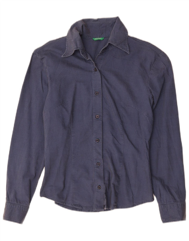 Cămașă Benetton pentru femei UK 10 Small Bleumarin Bumbac