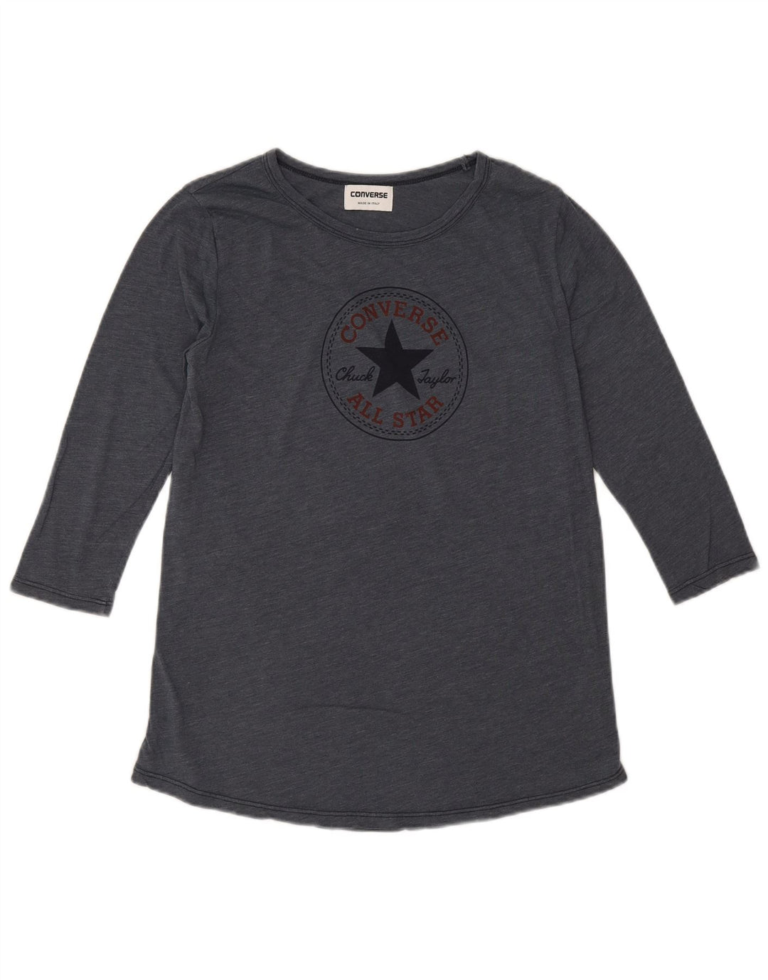 Top grafic Converse pentru femei, cu mâneci 3/4 UK 14, bumbac gri mediu