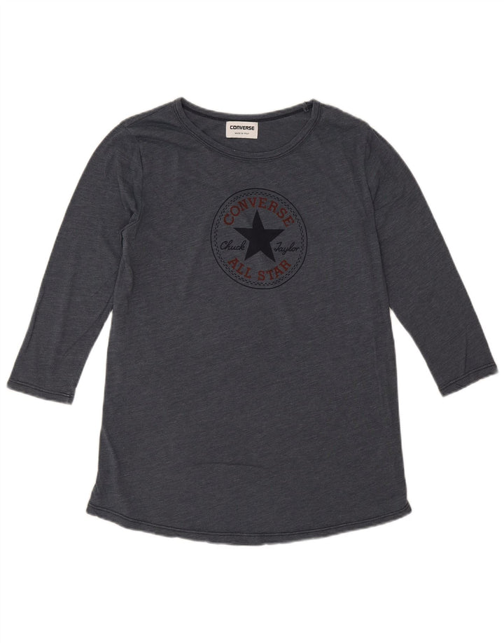 Top grafic Converse pentru femei, cu mâneci 3/4 UK 14, bumbac gri mediu