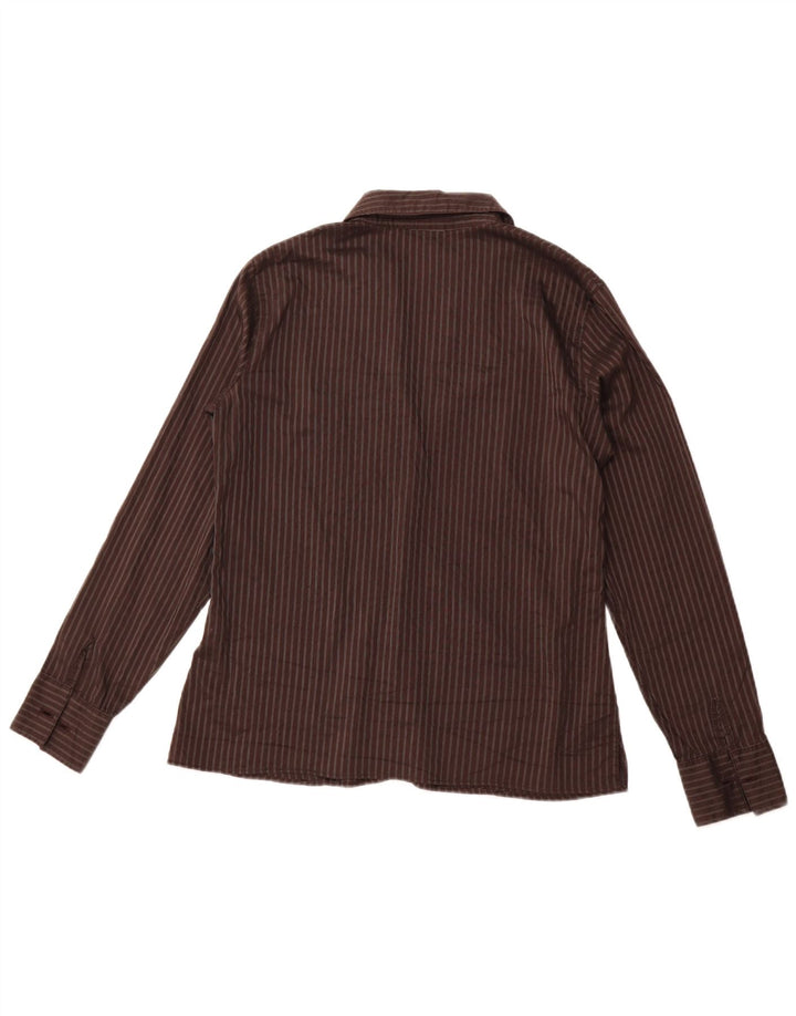 Cămașă formală pentru femei TRUSSARDI JEANS UK 16 mare bumbac cu dungi maro