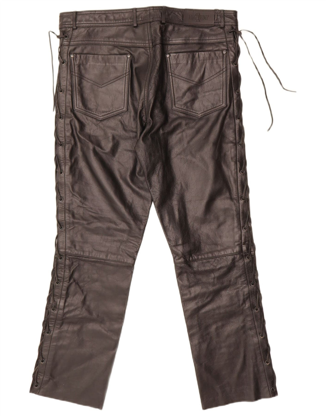 HIGHWAY 1 Pantaloni drepti din piele pentru bărbați IT 52 XL W34 L28 Piele neagră