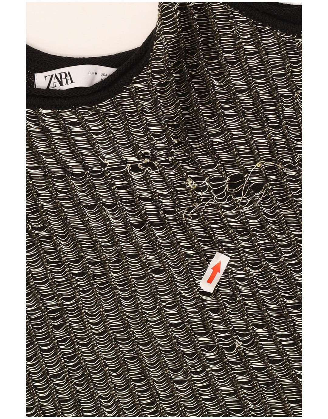Top cu vestă pentru femei Zara UK 12 Medium Black Striped Viscose