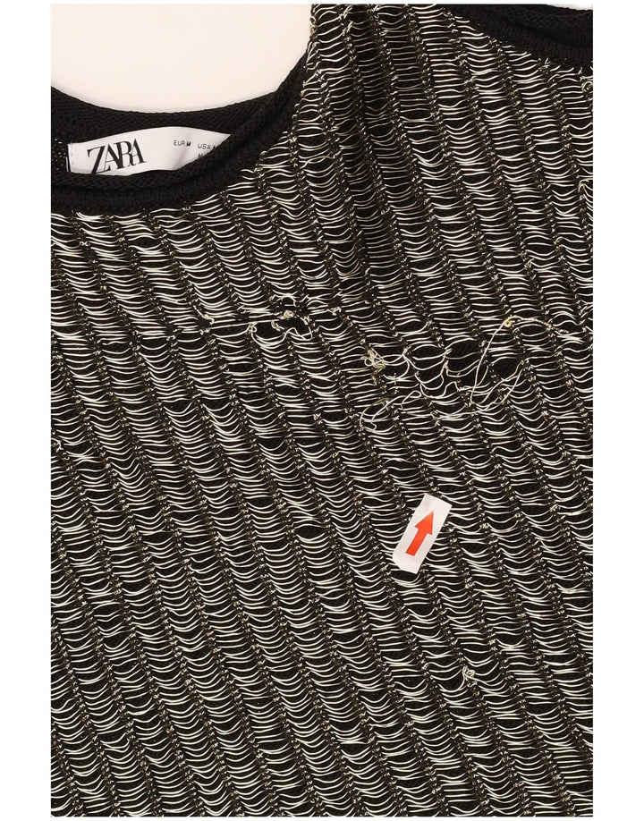 Top cu vestă pentru femei Zara UK 12 Medium Black Striped Viscose