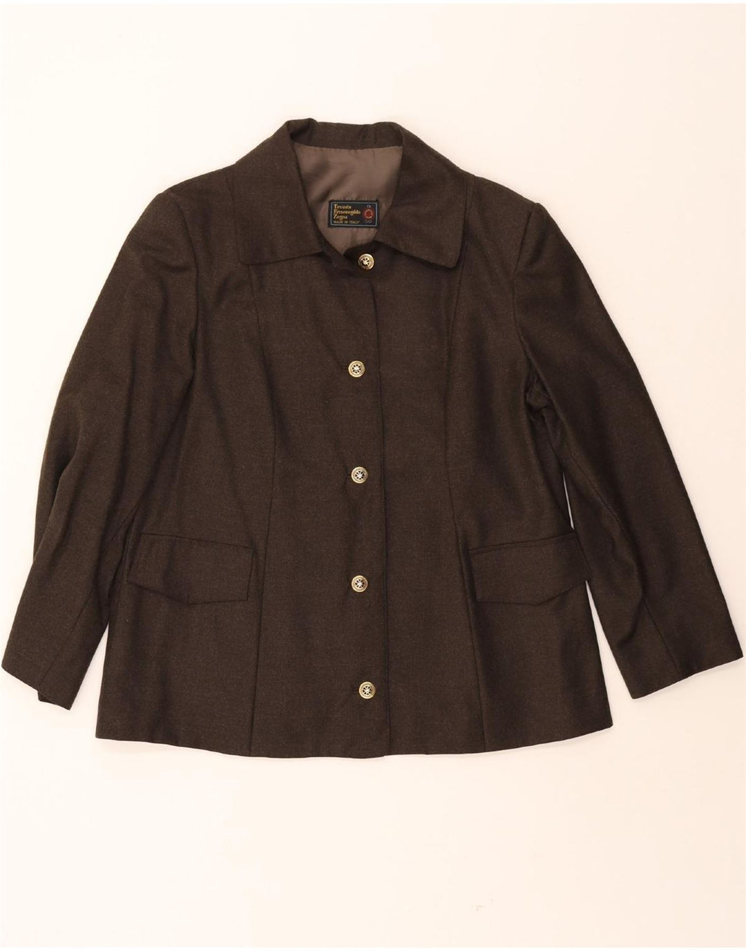 ERMENEGILDO ZEGNA Womens 5 Button Blazer Jacket UK 14 Large Brown Vintage Ermenegildo Zegna and Second-Hand Ermenegildo Zegna from Messina Hembry 