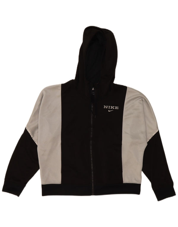 Pulover Nike cu capotă supradimensionat cu fermoar pentru femei UK 10 Small Black Colorblock