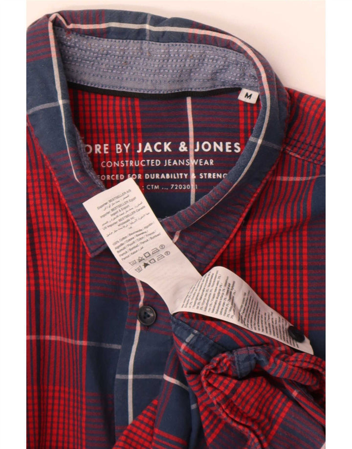 Cămașă cu mânecă scurtă Jack & Jones pentru bărbați, bumbac carouri roșu mediu