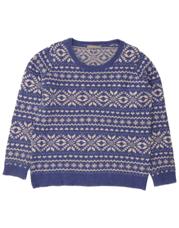 Pulover pentru femei Marks & Spencer cu gât de barcă UK 14 Large Blue Fair Isle
