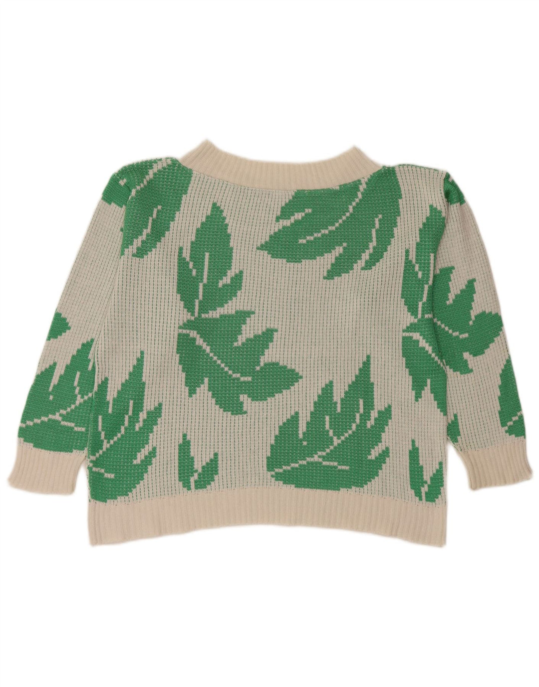 Pulover vintage pentru femei cu gât de barcă și pulover UK 10 mic, alb, acrilic