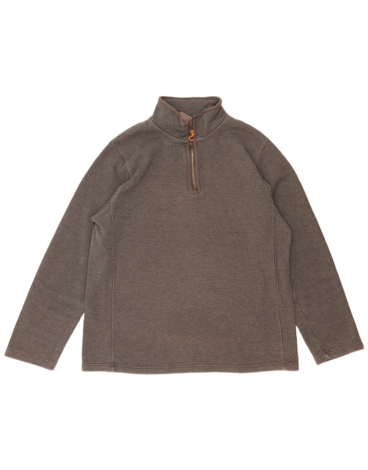 MOUNTAIN WAREHOUSE Hanorac pentru bărbați, cu fermoar, cu gât, din bumbac mare, gri