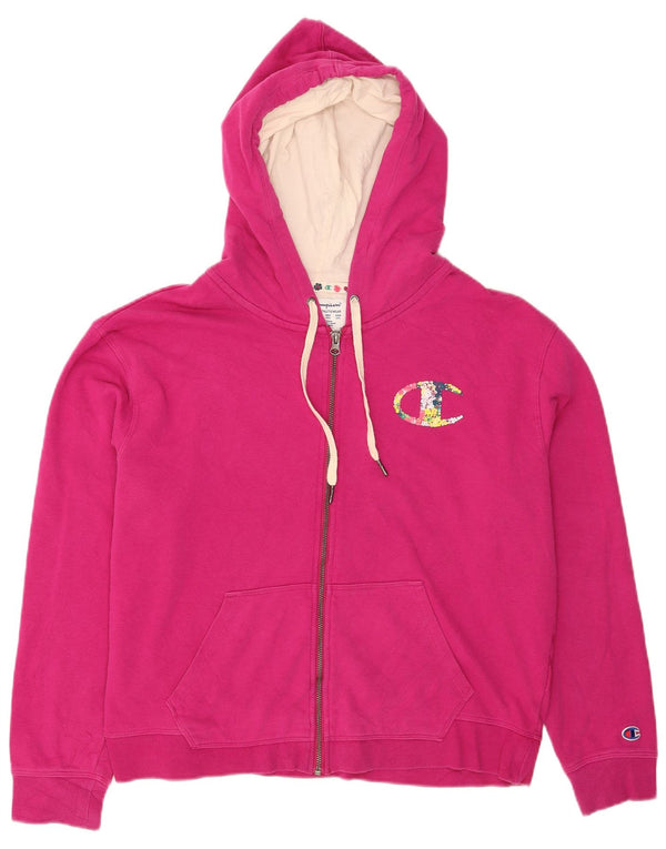 Champion Womens Graphic Regular Fit Zip Hoodie Sweater UK 20 2XL Pink