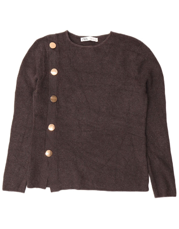 Pulover pentru damă Zara cu gât roșu, bumbac gri UK 18 XL