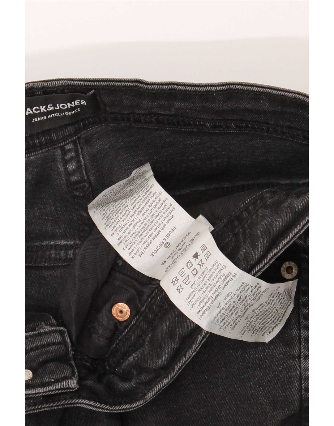 Blugi slim pentru bărbați Jack & Jones Distressed W34 L32 bumbac negru