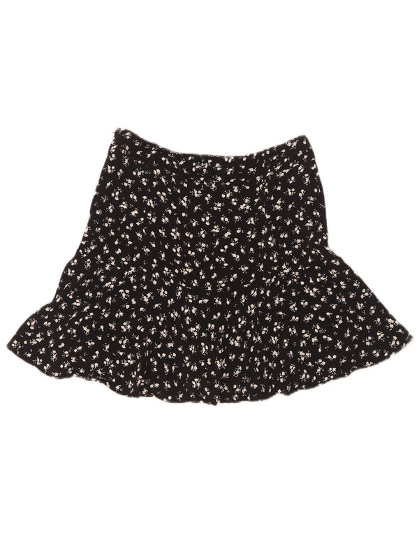 Fusta femeie cu volane Zara XS W24 Negru Floral Viscoza