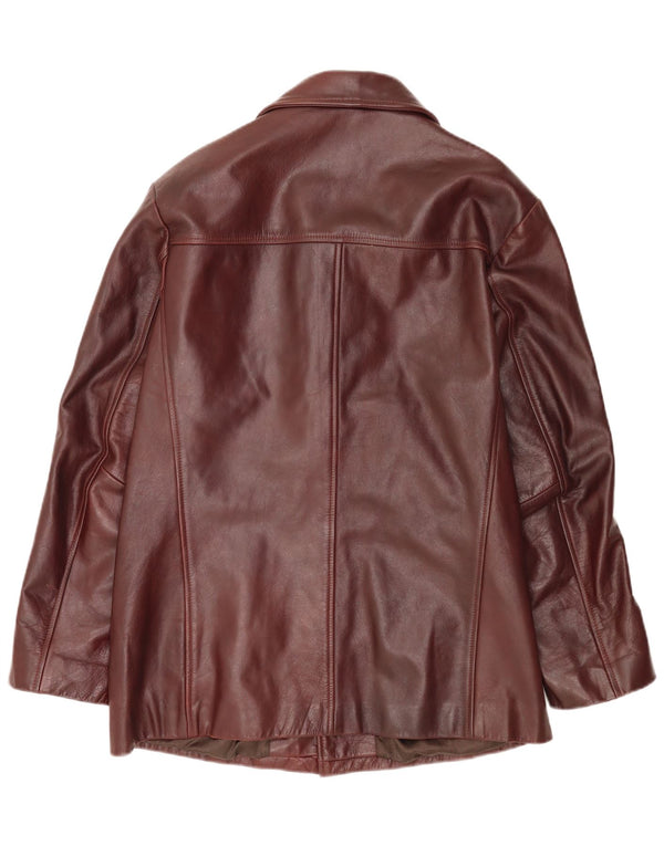 MONTANA Jachetă pentru bărbați din piele cu 4 nasturi, UK 42, mare din piele de culoare burgundă