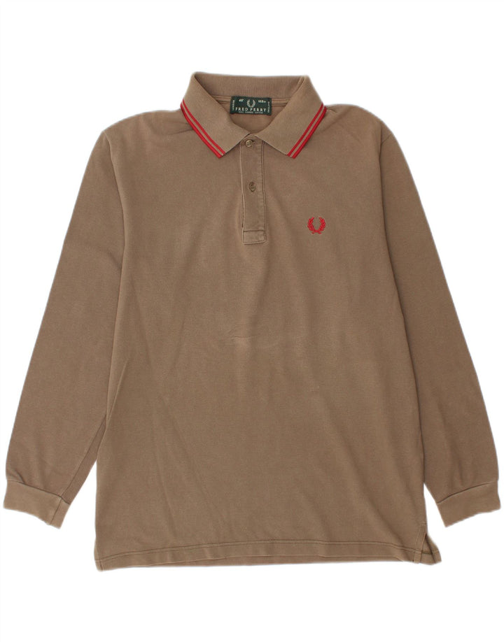 Cămașă polo pentru bărbați Fred Perry cu mânecă lungă, bumbac mediu bej