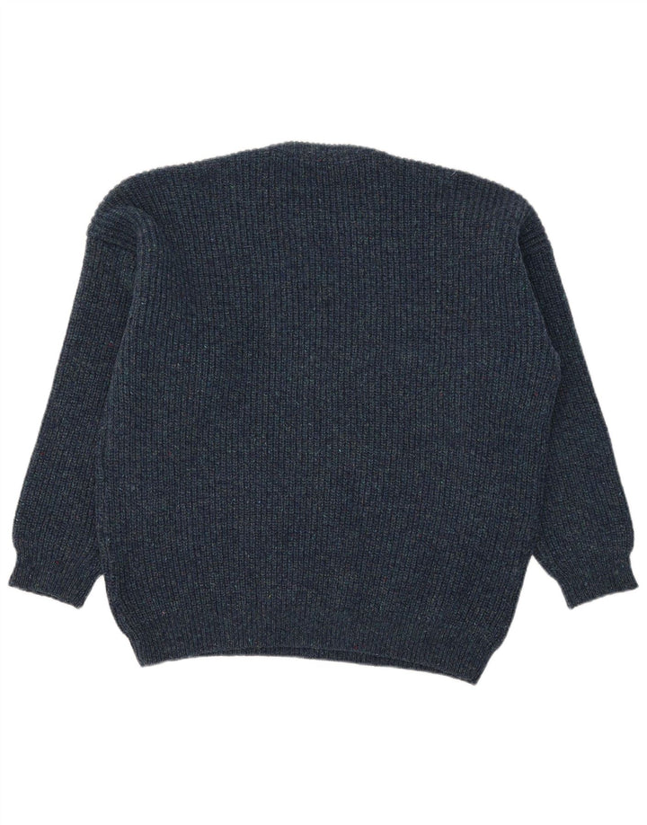 Pulover vintage pentru bărbați cu gâtul turnat XL bleumarin