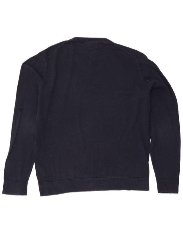 Pulover cu decolteu în V Tommy Hilfiger pentru bărbați, bumbac bleumarin 2XL