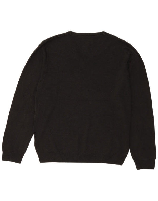 Marks & Spencer Mens V-Neck Jumper Sweater Large Black Acrylic