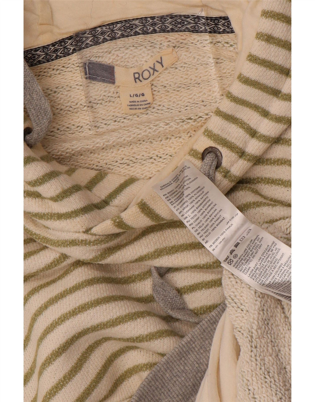 Pulover supradimensionat pentru femei ROXY UK 16, mare, bumbac cu dungi alb