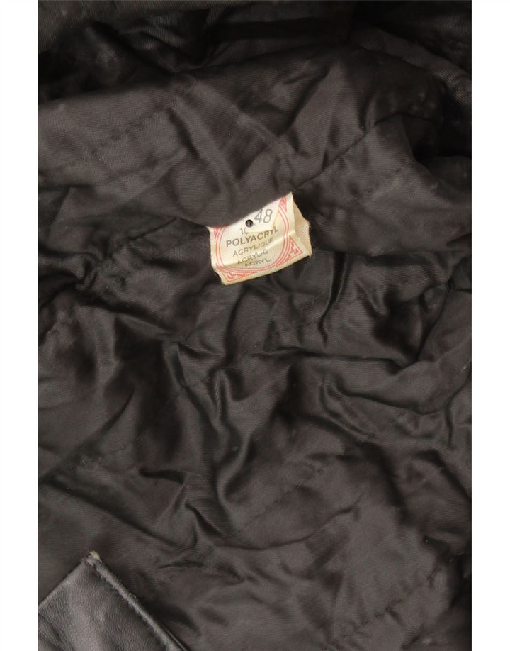 VINTAGE Womens Leather Jacket IT 48 XL Black Leather Vintage Vintage and Second-Hand Vintage from Messina Hembry 