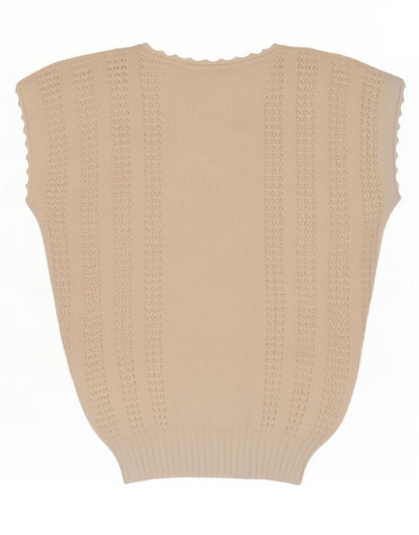 Vintage Womens Vest Tank Top UK 14 Medium Off White