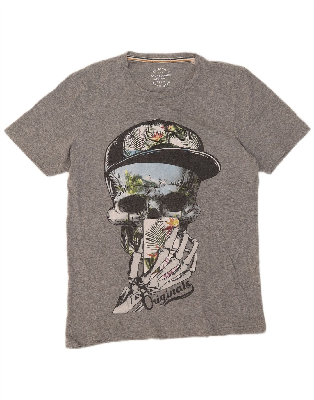 JACK & JONES Tricou cu grafică pentru bărbați Top mic gri cu pete