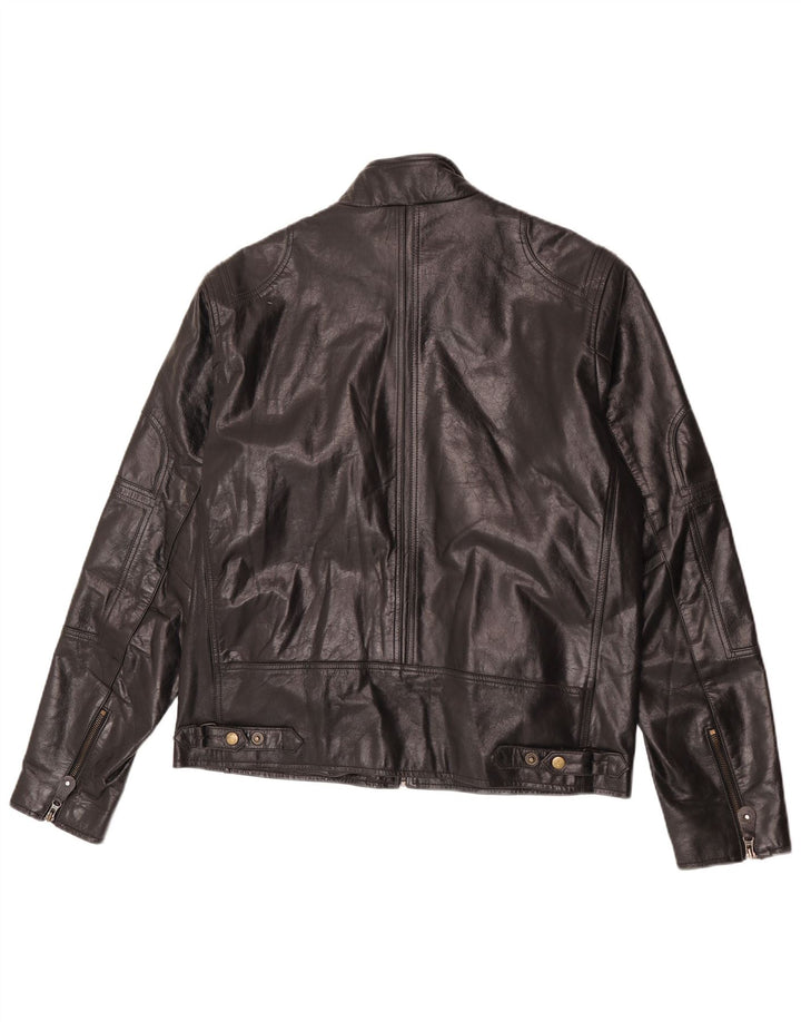 Jachetă de piele vintage pentru femei UK 22 3XL Negru