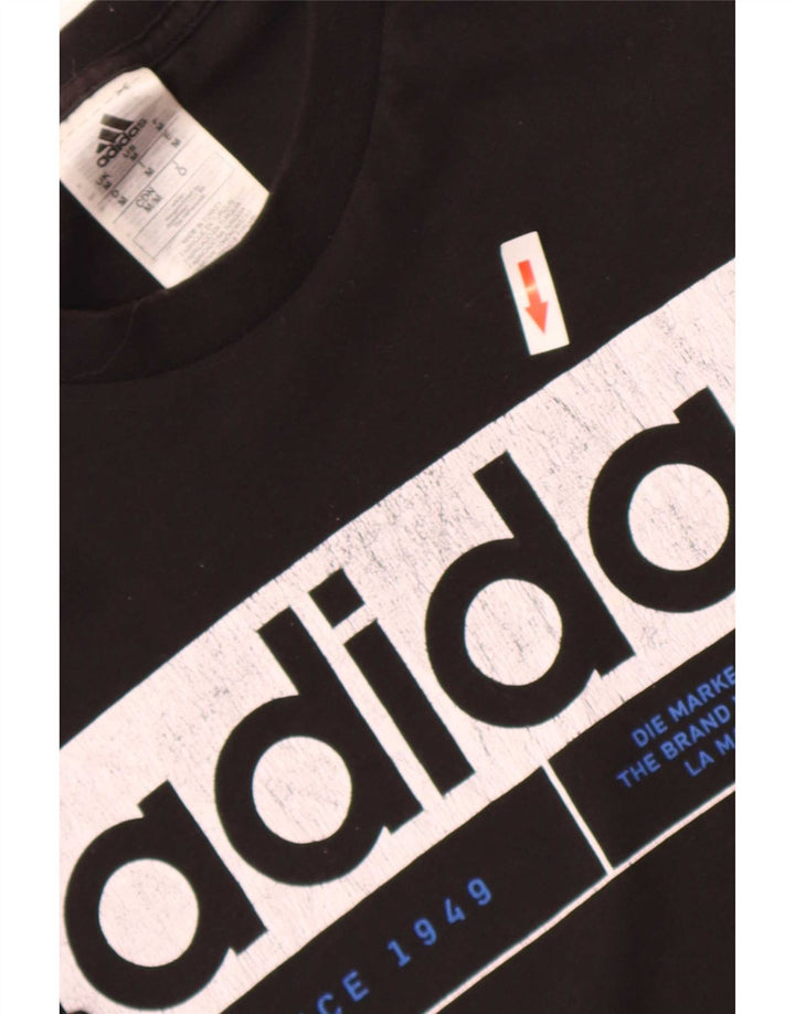 Tricou grafic cu trei dungi Adidas pentru bărbați Top mediu din bumbac negru