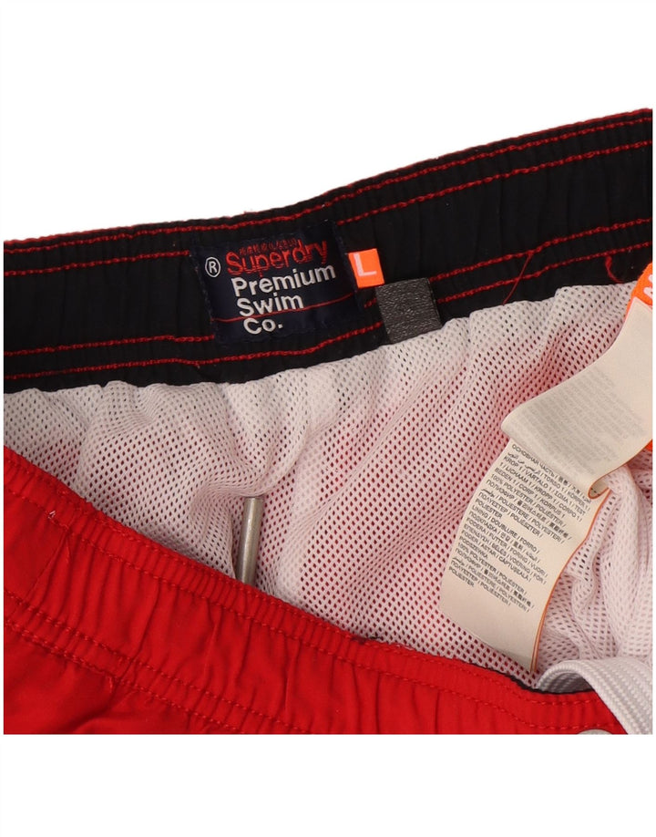 Pantaloni scurți de înot grafic pentru bărbați Superdry, poliester roșu mare