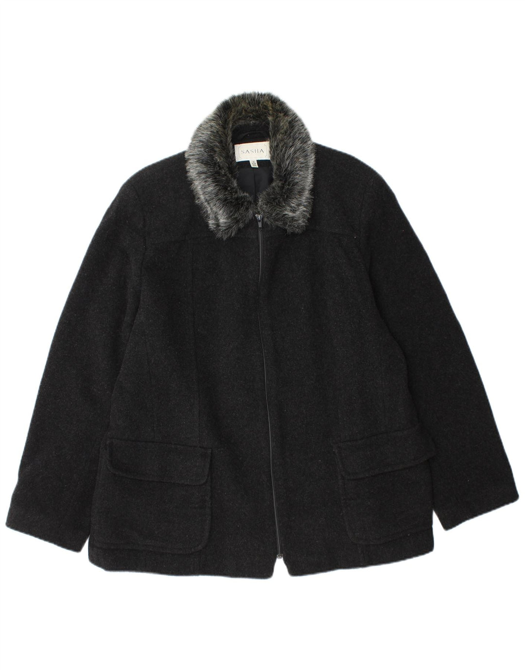 Sasha Bomber Jacket pentru femei UK 16 Lână mare neagră