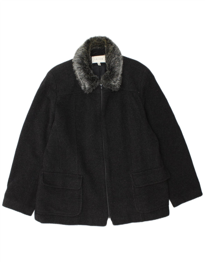 Sasha Bomber Jacket pentru femei UK 16 Lână mare neagră